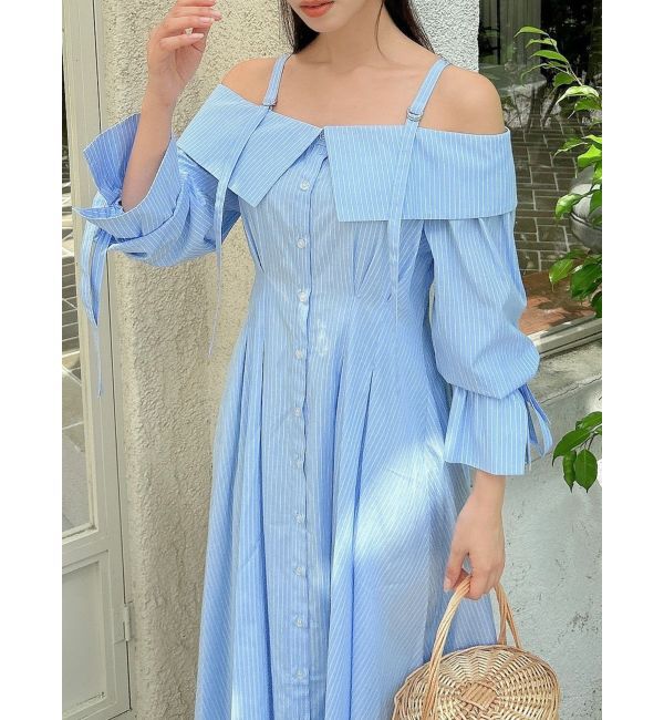 dazzlin「ウエストタックオフショルシャツワンピース」|ワンピース|