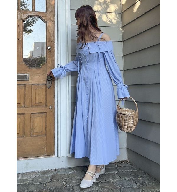 dazzlin「ウエストタックオフショルシャツワンピース」|ワンピース|