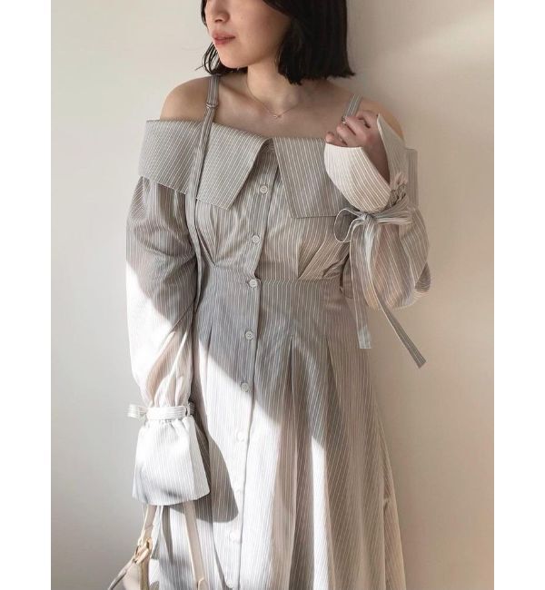 dazzlin「ウエストタックオフショルシャツワンピース」|ワンピース|