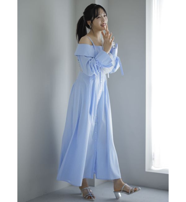 dazzlin「ウエストタックオフショルシャツワンピース」|ワンピース|