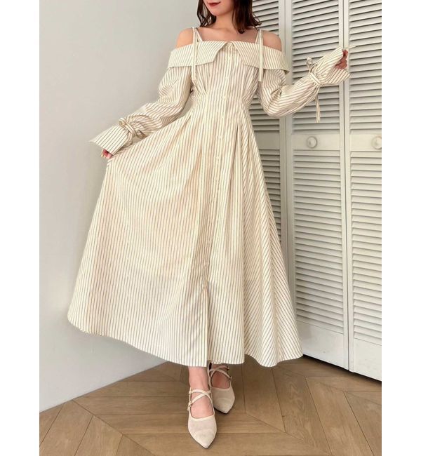 dazzlin「ウエストタックオフショルシャツワンピース」|ワンピース|ミックス