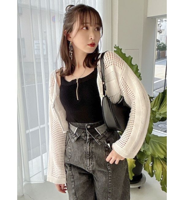 dazzlin「ホックデザインニットカーデ」|カーディガン|オフホワイト