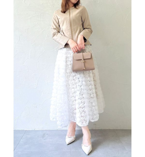 dazzlin「ウエストシェイプフェイクレザージャケット」|ライダースジャケット|