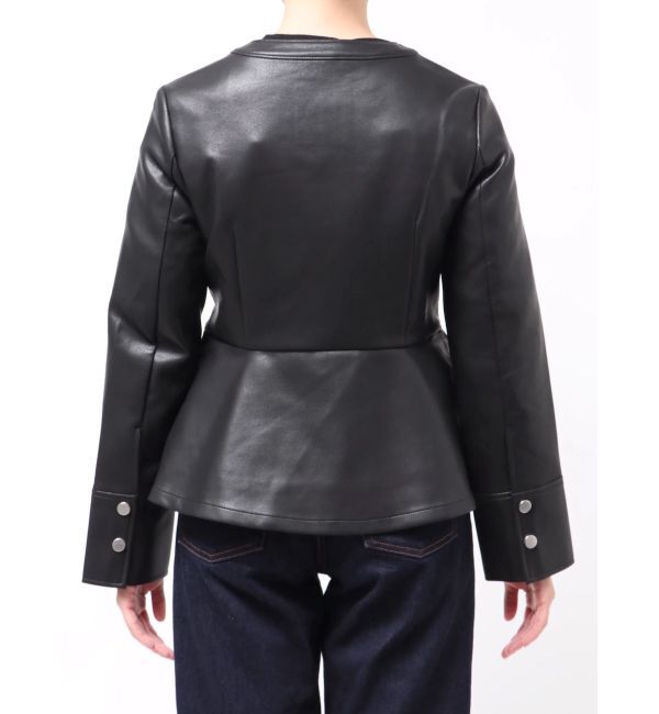 dazzlin「ウエストシェイプフェイクレザージャケット」|ライダースジャケット|