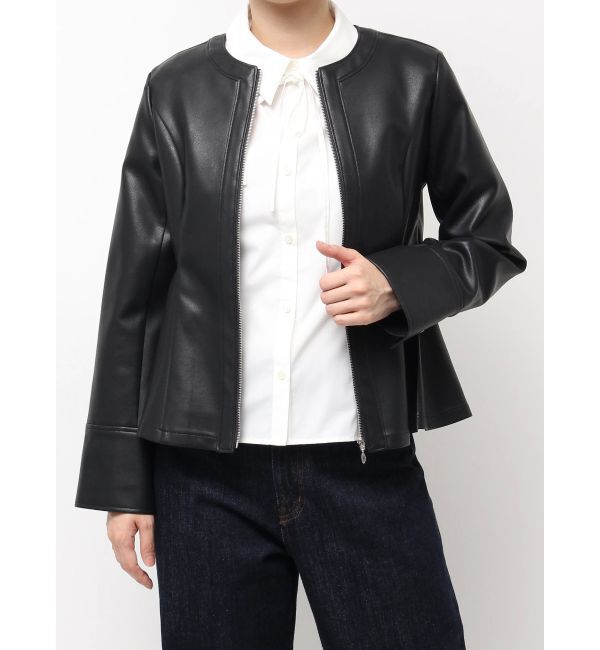 dazzlin「ウエストシェイプフェイクレザージャケット」|ライダースジャケット|