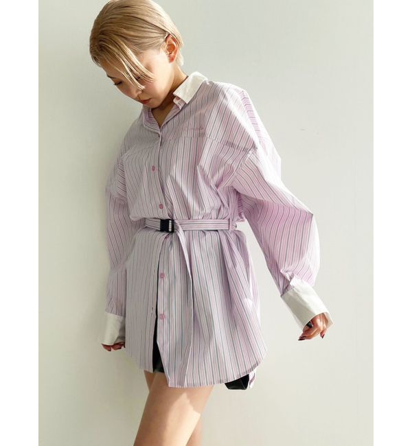 EMODA「バックルベルト2トーンシャツ」|シャツ・ブラウス|