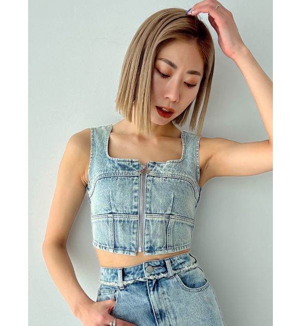 EMODA「フロントジップデニムビスチェ」|Tシャツ・カットソー|