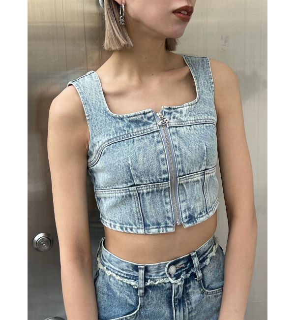 EMODA「フロントジップデニムビスチェ」|Tシャツ・カットソー|