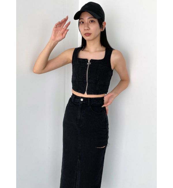 EMODA「フロントジップデニムビスチェ」|Tシャツ・カットソー|