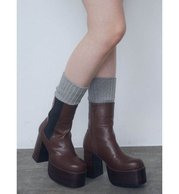 EMODA「サイドゴアラウンドブーツ」|ショートブーツ|ブラウン