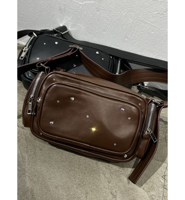 EMODA「ビジュースクエアショルダーバッグ」|ショルダー・メッセンジャー|ブラウン