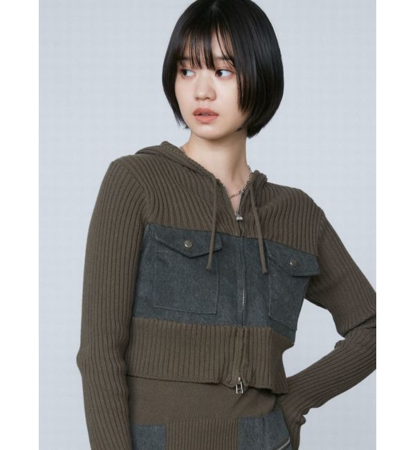 EMODA「ドッキングポケットニットパーカー」|ニット・セーター|