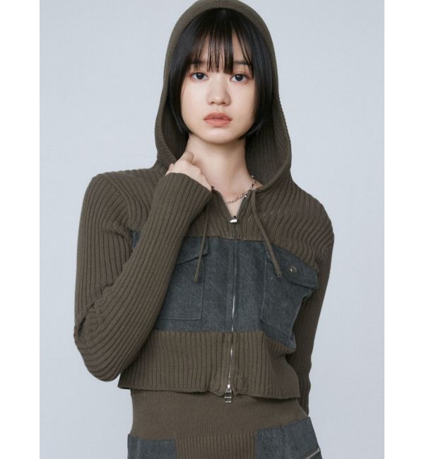 EMODA「ドッキングポケットニットパーカー」|ニット・セーター|
