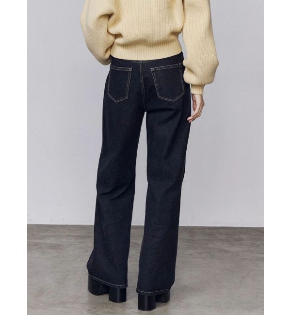 EMODA「ミッドワイドジャストウエストジーンズ」|デニム|
