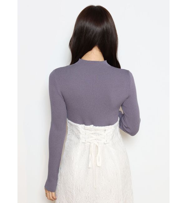 MERCURYDUO「異素材ドッキングバックレースアップニットワンピース」|ワンピース|