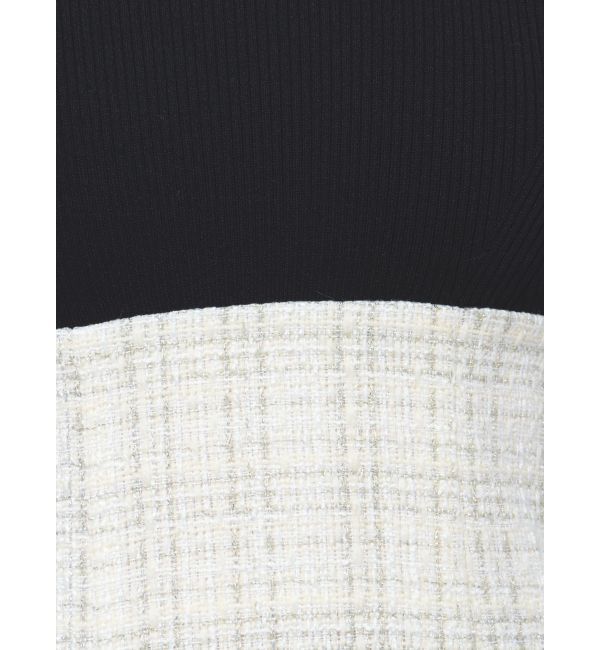 MERCURYDUO「異素材ドッキングバックレースアップニットワンピース」|ワンピース|