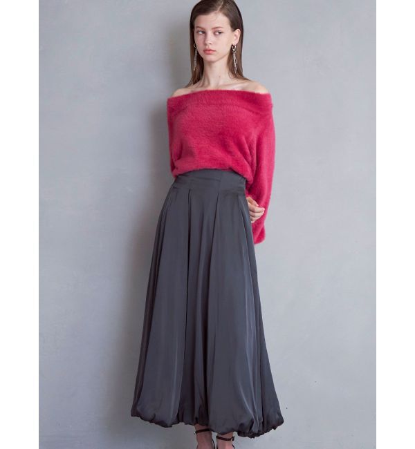 MERCURYDUO「オフショルミニシャギーニット」|ニット・セーター|