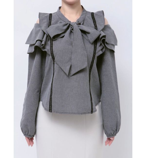 MERCURYDUO「2WAYオープンラッフルショルダーロングスリーブブラウス」|シャツ・ブラウス|