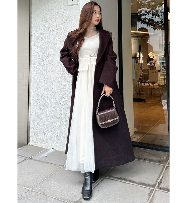 MERCURYDUO「ビットニットドットチュールドッキングワンピース」|ワンピース|