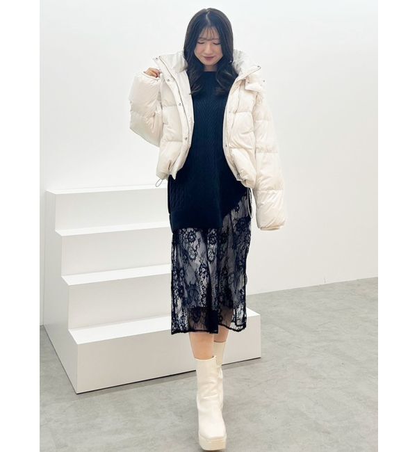 MERCURYDUO「レースドッキングケーブルニットワンピース」|ワンピース|