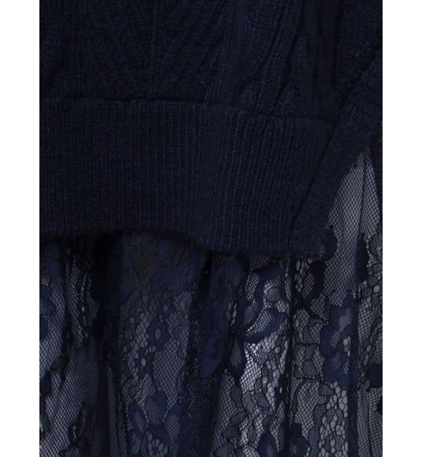MERCURYDUO「レースドッキングケーブルニットワンピース」|ワンピース|
