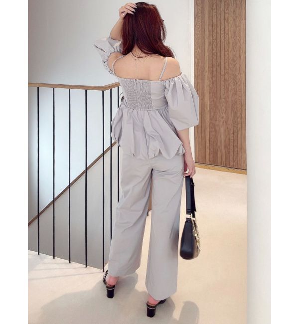 MERCURYDUO「タフタバルーンペプラムロンパース」|オールインワン|