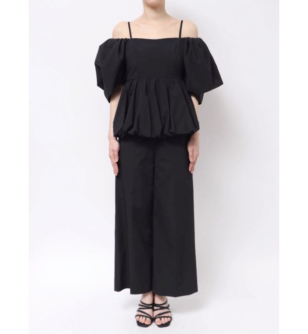 MERCURYDUO「タフタバルーンペプラムロンパース」|オールインワン|