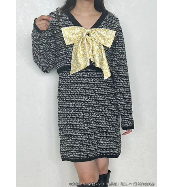 MERCURYDUO「TVアニメ【推しの子】ツイードカーディガンセットミニニットワンピース」|ワンピース|ブラック