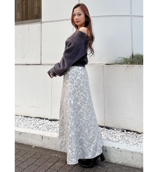 MERCURYDUO「ラメジャカードフレアスカート」|スカート|