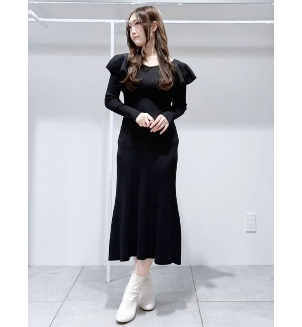 MERCURYDUO「2WAYラッフルマーメイドニットワンピース」|ワンピース|