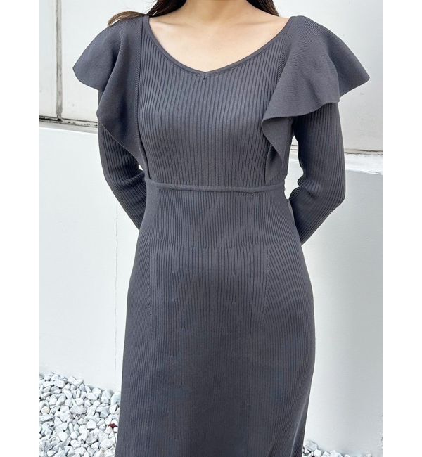 MERCURYDUO「2WAYラッフルマーメイドニットワンピース」|ワンピース|