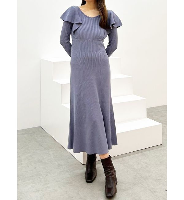 MERCURYDUO「2WAYラッフルマーメイドニットワンピース」|ワンピース|
