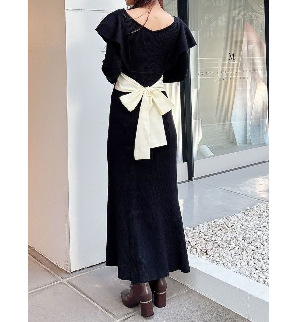 MERCURYDUO「2WAYラッフルマーメイドニットワンピース」|ワンピース|ブラック