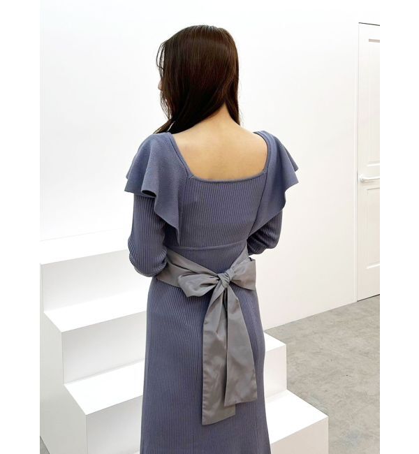 MERCURYDUO「2WAYラッフルマーメイドニットワンピース」|ワンピース|ブルー