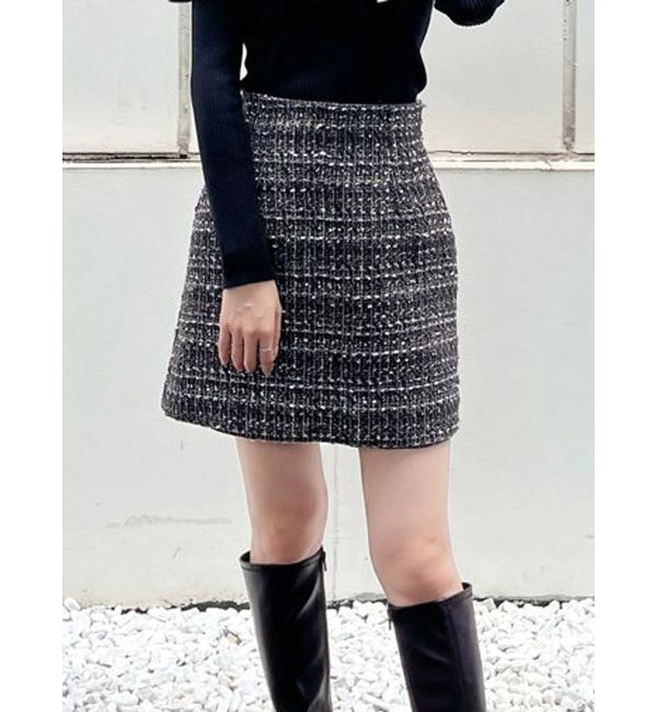MERCURYDUO「【セットアップ着用可】ツイードミニスカート」|スカート|ブラック