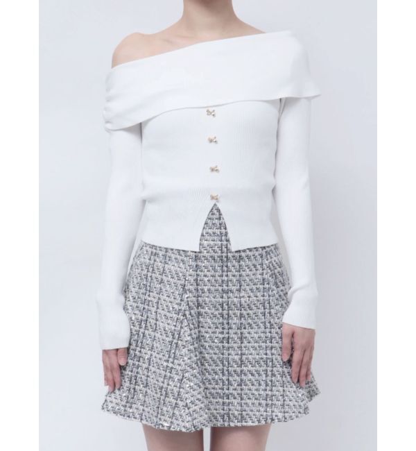 MERCURYDUO「2WAYオフショルデザインボタンニット」|ニット・セーター|