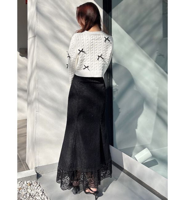 MERCURYDUO「配色リボンニットカーデ」|カーディガン|