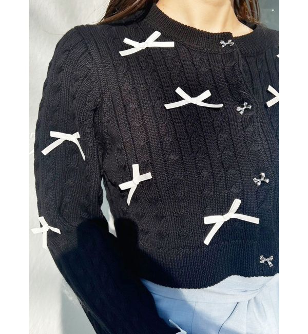 MERCURYDUO「配色リボンニットカーデ」|カーディガン|