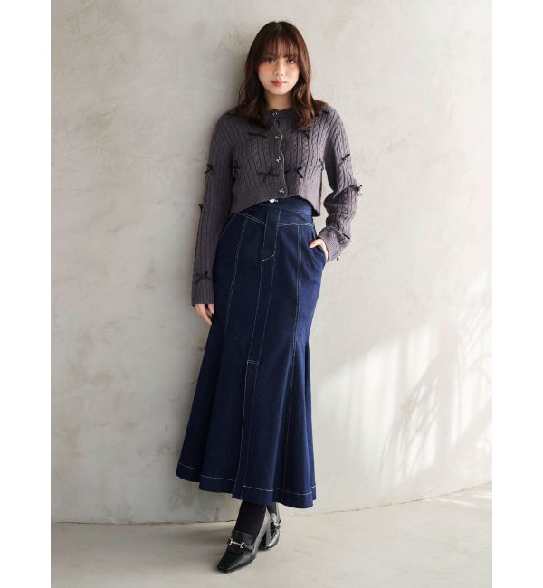 MERCURYDUO「配色リボンニットカーデ」|カーディガン|