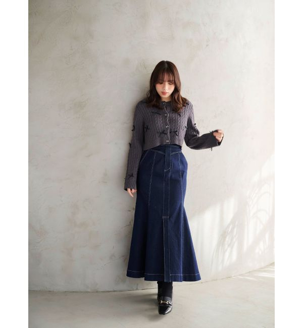 MERCURYDUO「配色リボンニットカーデ」|カーディガン|