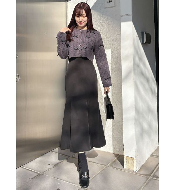 MERCURYDUO「配色リボンニットカーデ」|カーディガン|