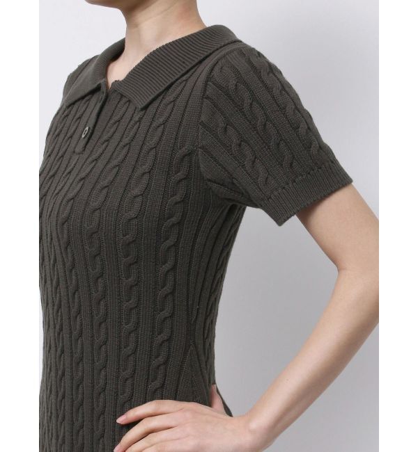 MERCURYDUO「異素材プリーツドッキングポロニットミニワンピース」|ワンピース|