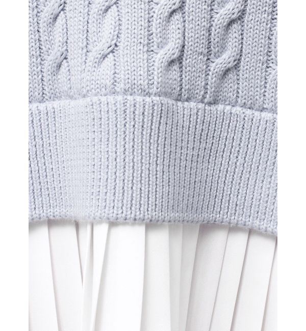 MERCURYDUO「異素材プリーツドッキングポロニットミニワンピース」|ワンピース|