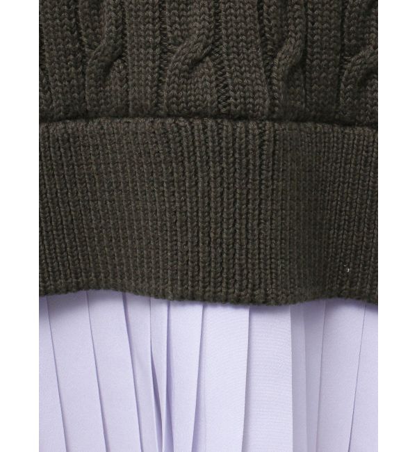 MERCURYDUO「異素材プリーツドッキングポロニットミニワンピース」|ワンピース|