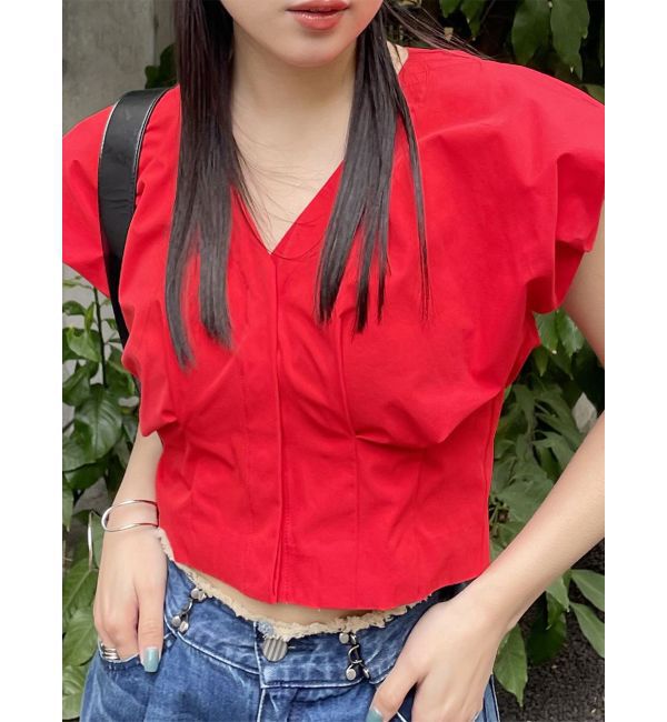 MURUA「2WAYウエストタックショートトップス」|シャツ・ブラウス|レッド