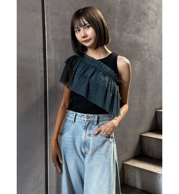 MURUA「チュールフリルレイヤードタンクトップ」|タンクトップ|