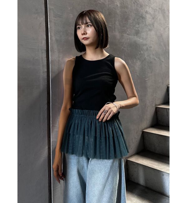 MURUA「チュールフリルレイヤードタンクトップ」|タンクトップ|