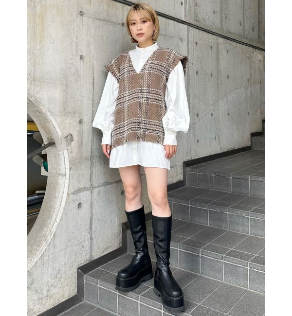 MURUA「オリジナルツイードシャツワンピース【2way】」|ワンピース|