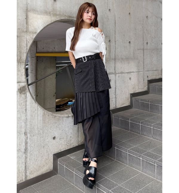 MURUA「レースアップハーフリブニット」|ニット・セーター|