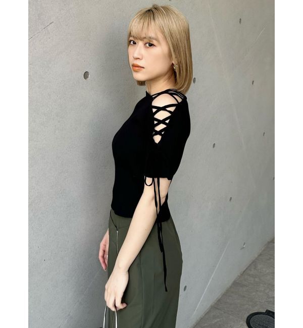 MURUA「レースアップハーフリブニット」|ニット・セーター|